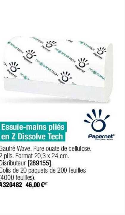 essuie-mains pliés en z dissolve tech papernet