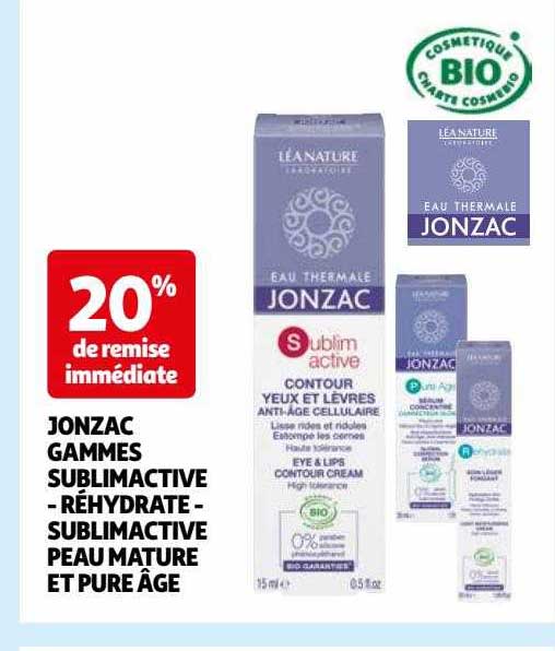 jonzac gammes sublimactive - réhydrate - sublimactive peau mature et pure âge