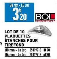 lot de 10 plaquettes étanches pour tirefond bol