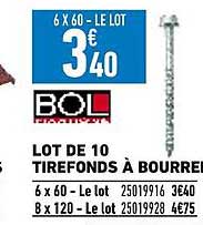 lot de 10 tirefonds à bourre bol