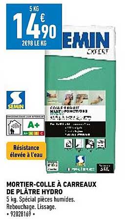 mortier-colle à carreaux de plâtre hydro semin