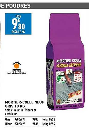 mortier-colle neuf gris 10 kg