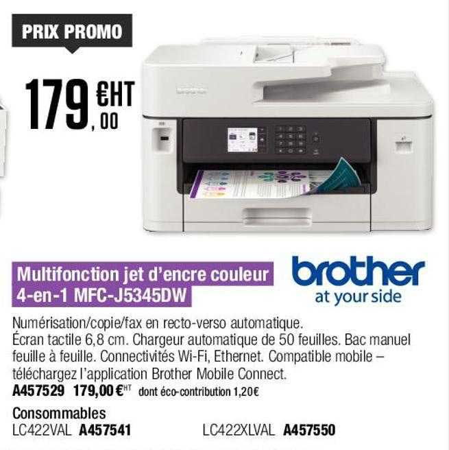 multifonction jet d'encre couleur 4-en-1 mfc-j5345dw brother