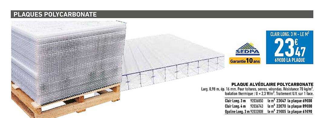 Plaque Alvéolaire Polycarbonate Sedpa