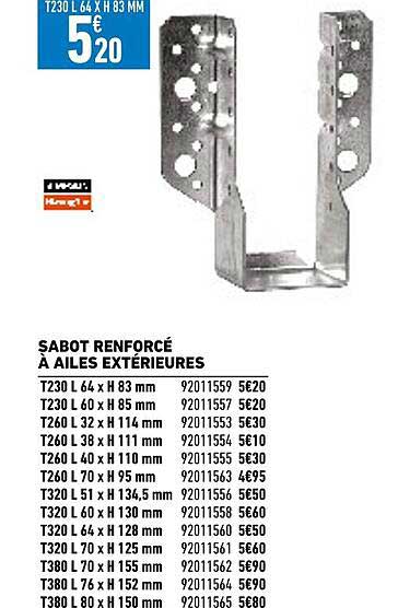sabot renforcé à ailes extérieures