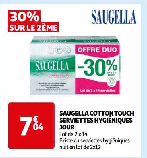 saugella cotton touch serviettes hygiéniques jour