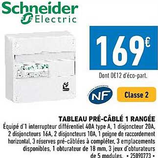 tableau pré-câblé 1 rangée schneider electric