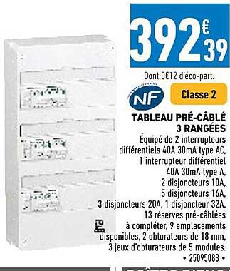 tableau pré-câblé 3 rangées