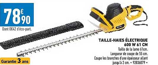 taille-haies électrique 600w 61 cm