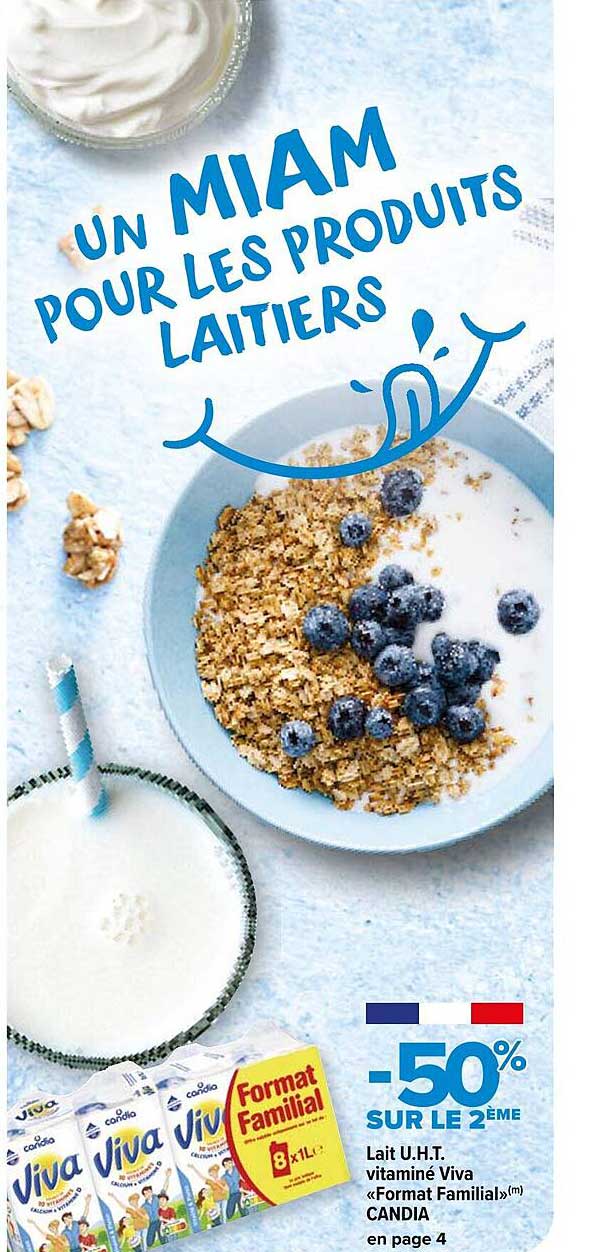 lait u.h.t. vitaminé viva "format familial" candia