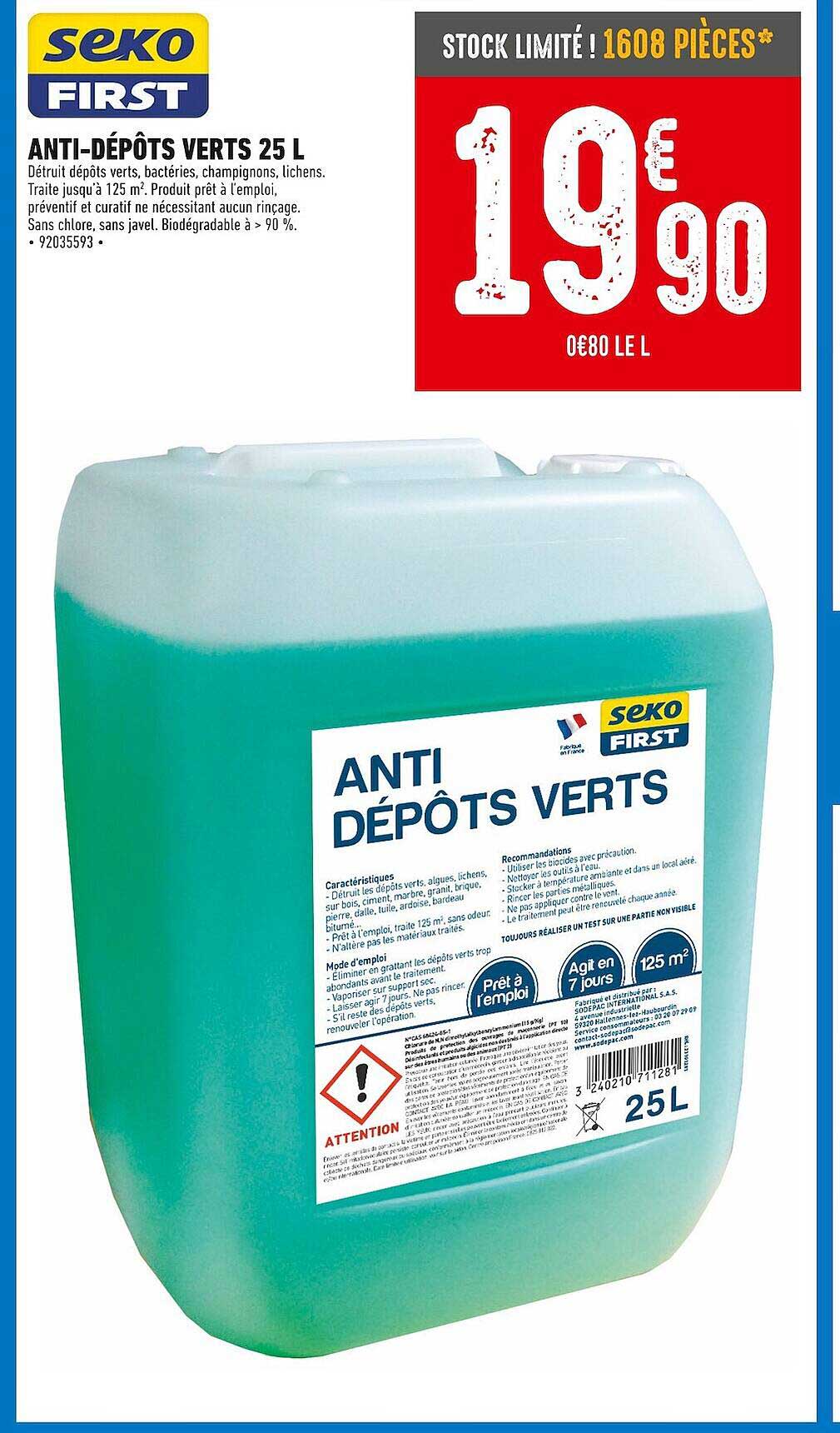 anti-dépôts verts 25 l seko first
