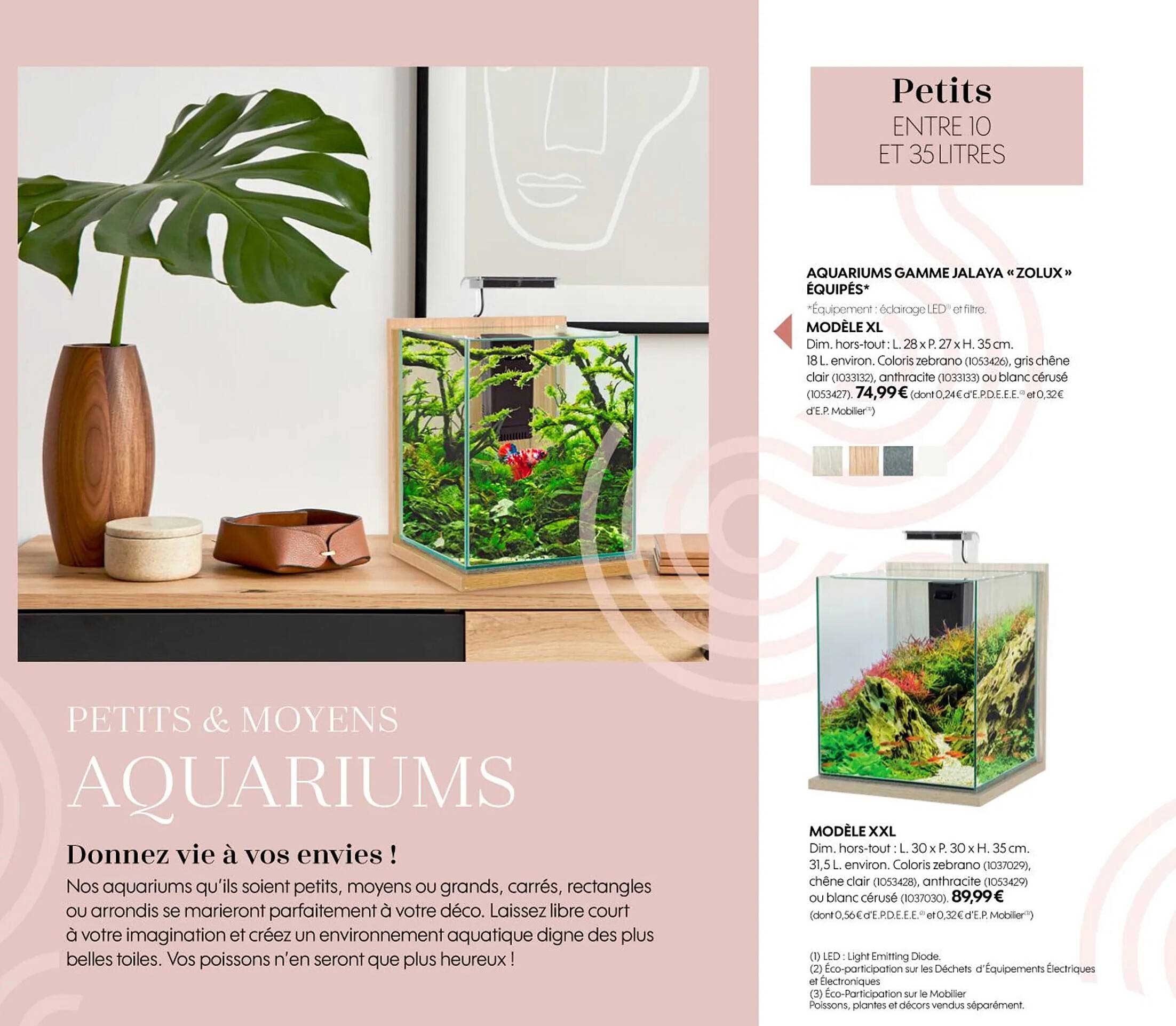aquariums gamme jalaya «zolux» équipés, modèle xxl