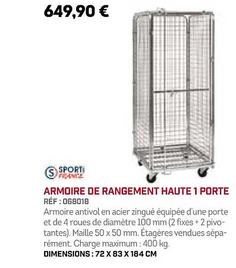armoire de rangement haute 1 porte sporti france