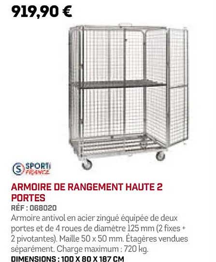 armoire de rangement haute 2 portes sporti france