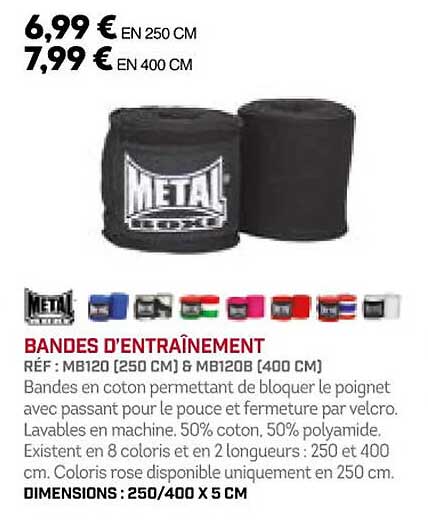 bandes d'entraînement metal boxe