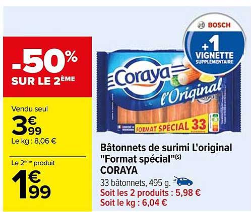 bâtonnets de surimi l'original "format spécial" coraya