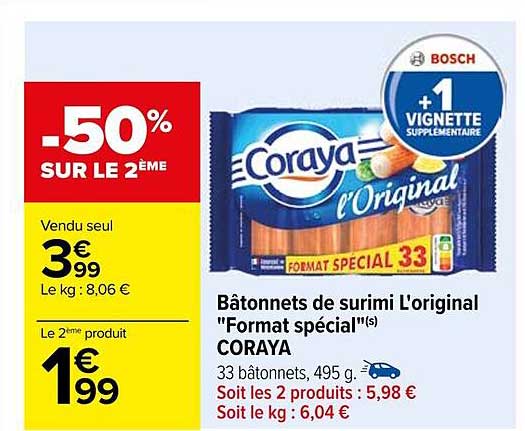 bâtonnets de surimi l'original "format spécial" coraya
