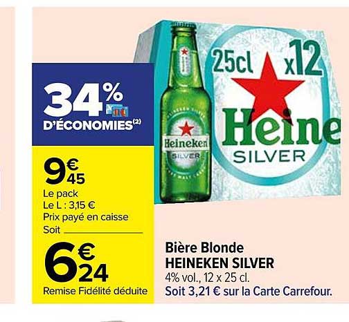 Bière Blonde Heineken Silver