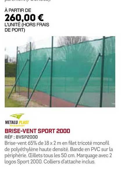 brise-vent sport 2000 metalu plast