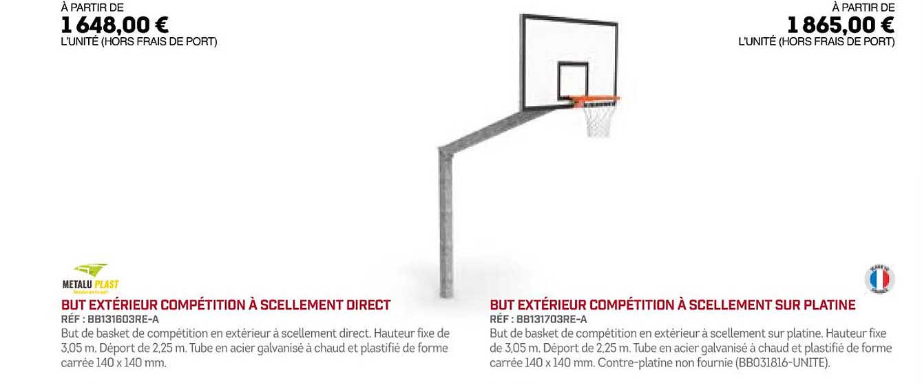 but éxtérieur compétition à scellement direct but extérieur compétition à scellement sur platine metalu plast