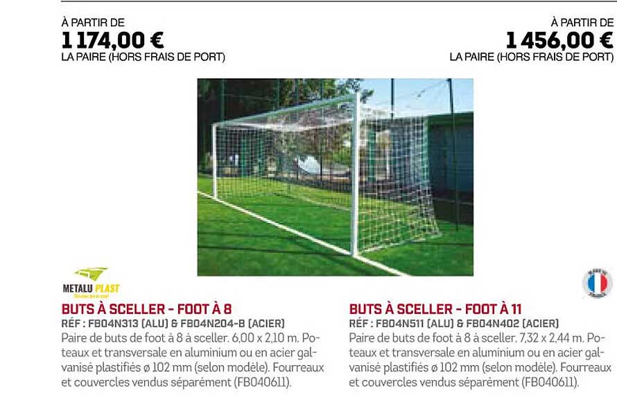buts à sceller - foot à 8 buts à sceller - foot à 11 metalu plast