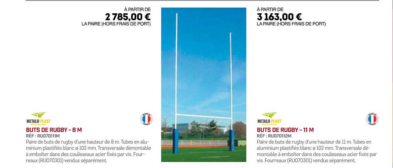 buts e rugby - 8 m buts de rugby - 11 m metalu plast