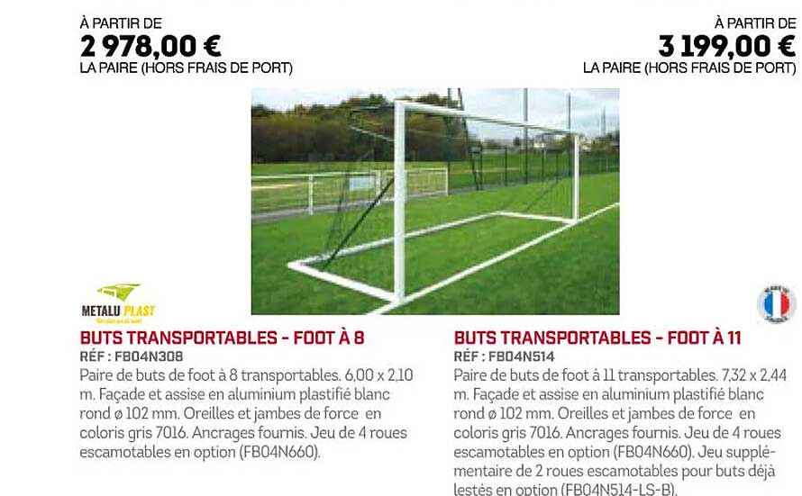 buts transportables - foot à 8 buts transportables - foot à 11 metalu plast