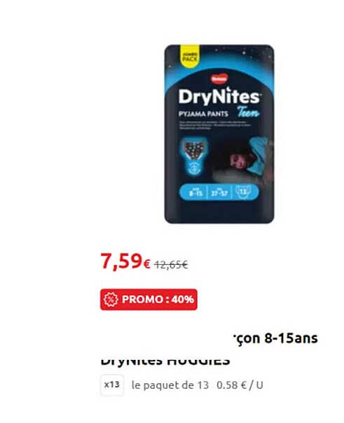 caleçon 8-15 ans drynites huggies