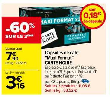 capsules de café "maxi format" carte noire