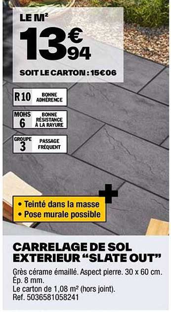 carrelage de sol extérieur "slate out"