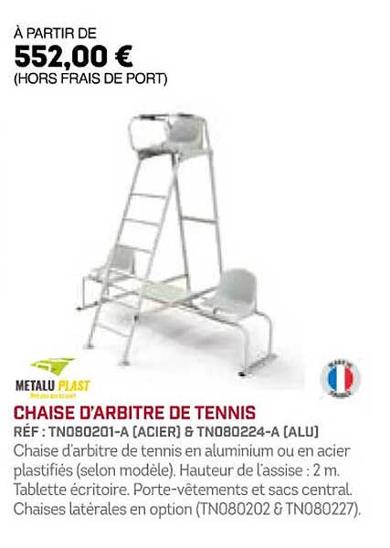 chaise d'arbitre de tennis metalu plast