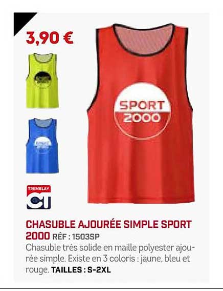 chasuble ajourée simple sport 2000 ct