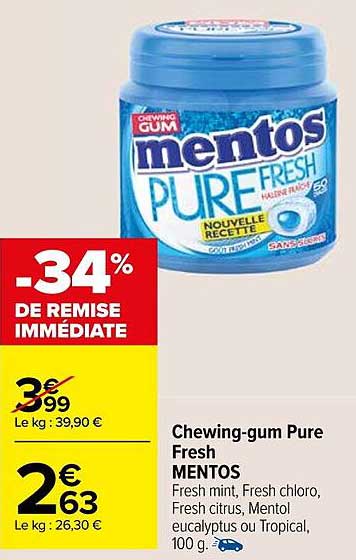chewing-gum pure fresh mentos