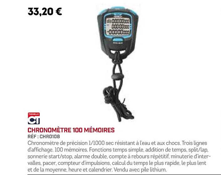 chronomètre 100 mémoires ct