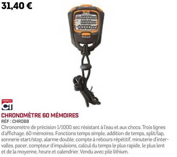 Chronomètre 60 Mémoires Ct