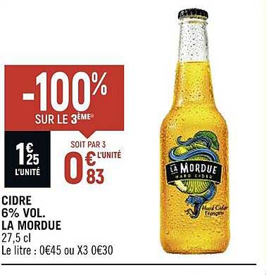 cidre 6% vol. la mordue