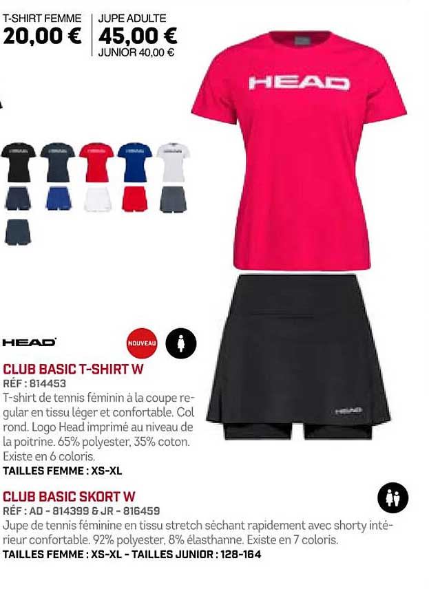 club basic t-shirt w club basic skort w head