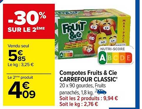 compotes fruits & cie carrefour classic'