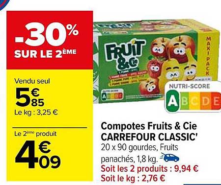 compotes fruits & cie carrefour classic'