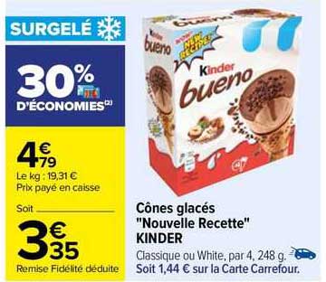 cônes glacés "nouvelle recette" kinder