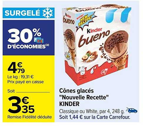 cônes glacés "nouvelle recette" kinder