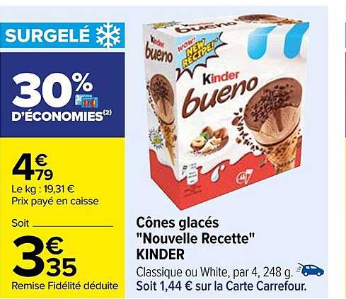 cônes glacés "nouvelle recette" kinder