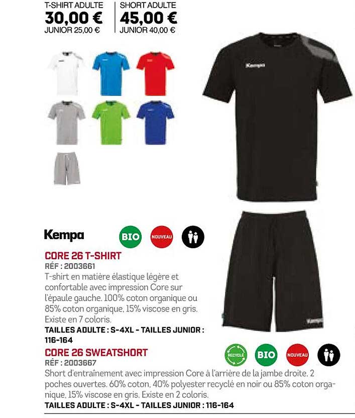 core 26 t-shirt core 26 sweatshort kempa
