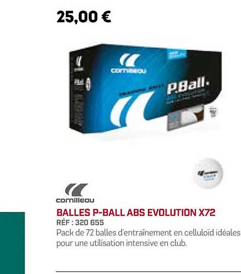 cornilleau balles p-ball abs evolution x72