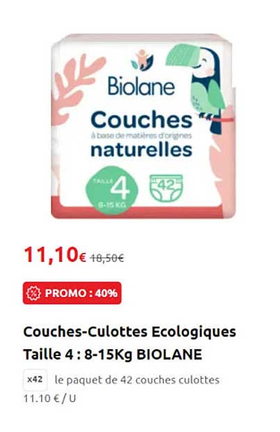 couches-culottes écologiques taille 4 : 8-15 kg biolane