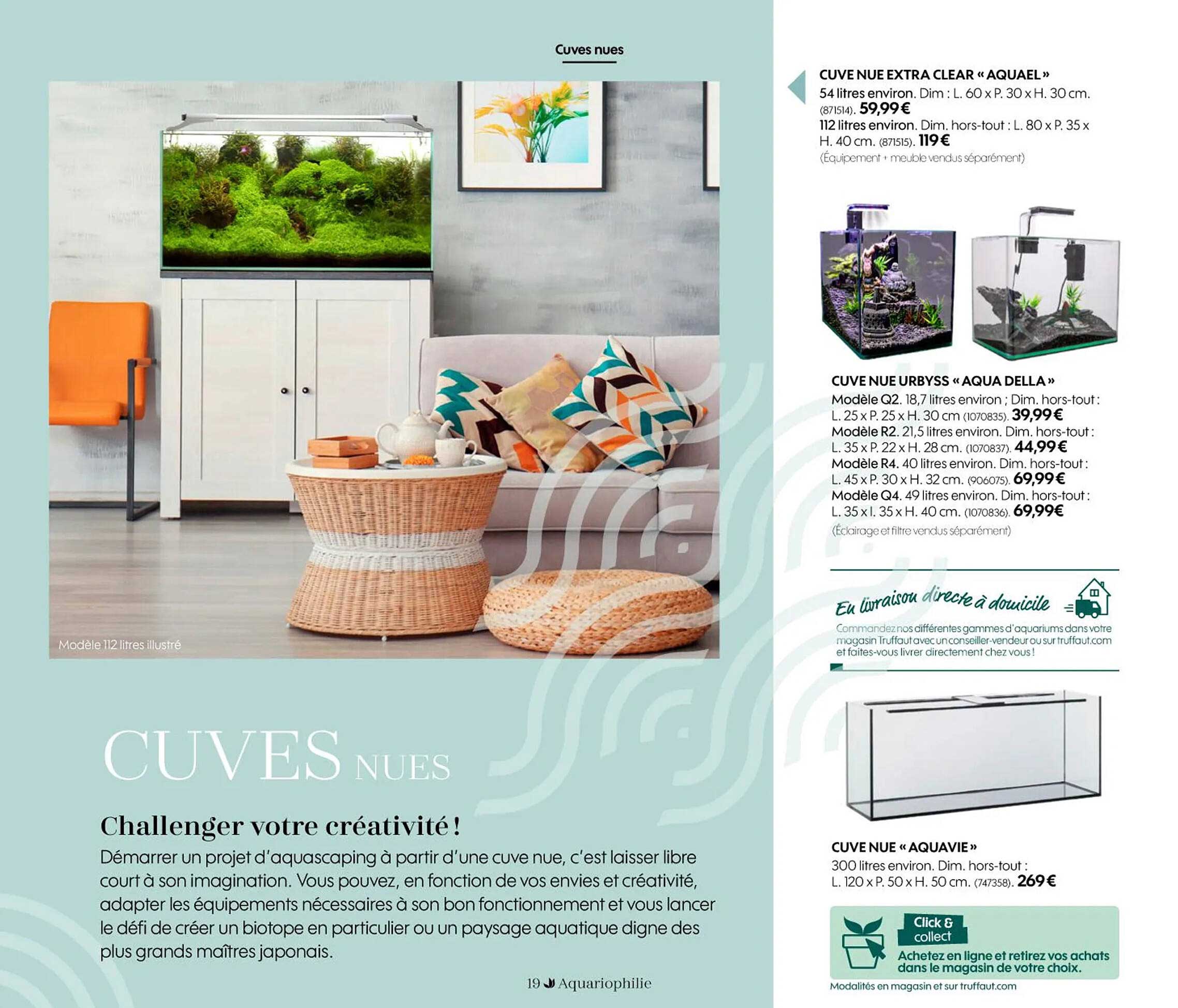 cuve nue extra clear "aquael" , cuve nue urbyss «aqua della»