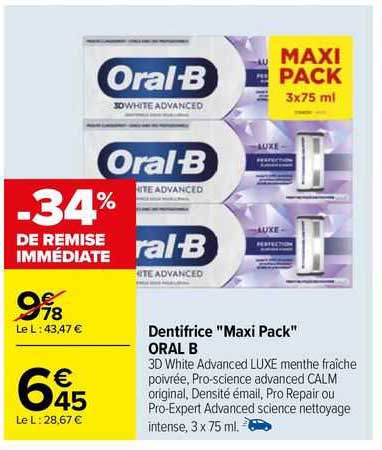 dentifrice "maxi pack" oral-b