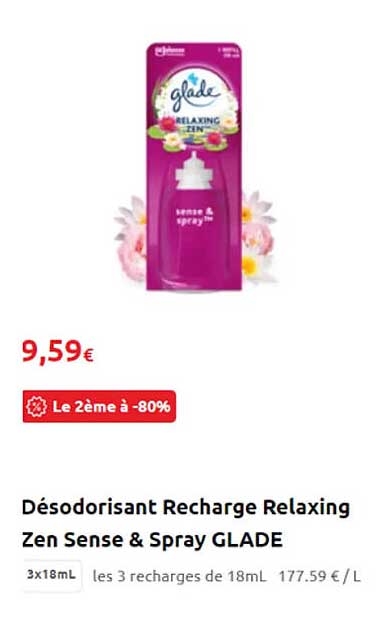 désodorisant recharge relaxing zen sense & spray glade