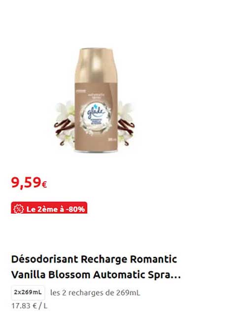 désodorisant recharge romantic vanilla blossom automatic spra...