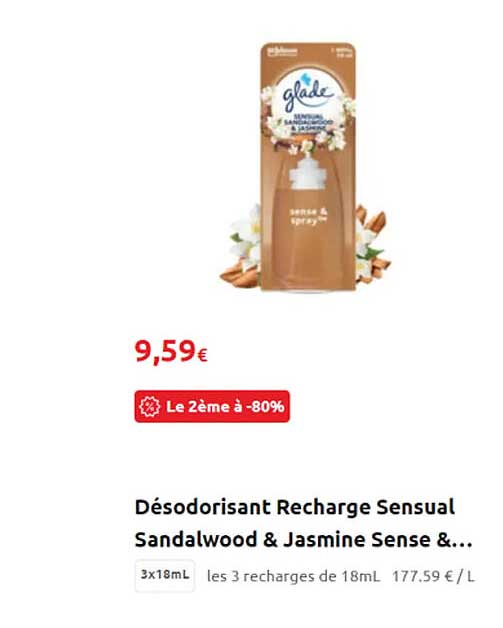 désodorisant recharge sensual sandalwood & jasmine sense & ...